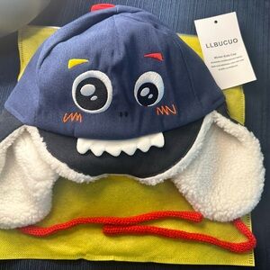 LLBUCUO Blue Dinosaur kids winter hat